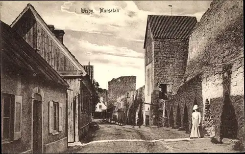 Ak Visby Wisby Schweden, Murgatan, Straßenpartie