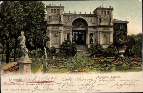 Ak Karlsruhe in Baden Württemberg, Festhalle, Südseite