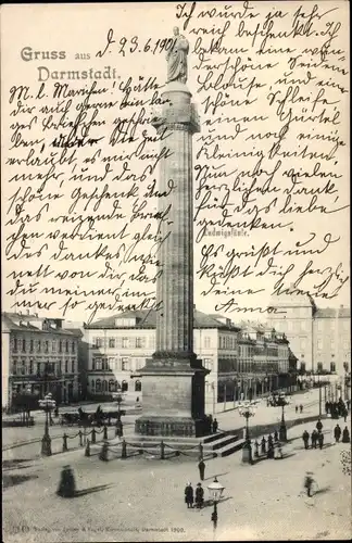 Ak Darmstadt in Hessen, Ludwigssäule