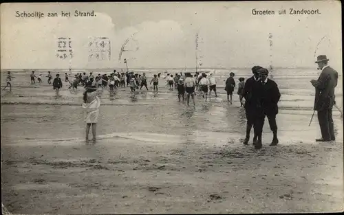 Ak Zandvoort Nordholland, Schooltje an het Strand