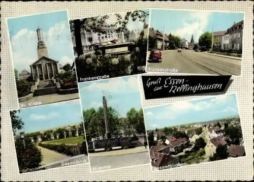 Ak Rellinghausen Essen im Ruhrgebiet, Kirche, Frankenstraße, Ehrenmal, Panorama