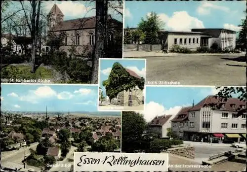 Ak Rellinghausen Essen im Ruhrgebiet, St Lambertus Kirche, katholische Stiftschule, Frankenstraße