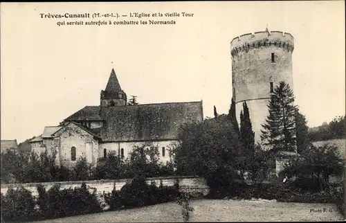 Ak Trèves Cunault Maine et Loire, L'Eglise et la vieille Tour