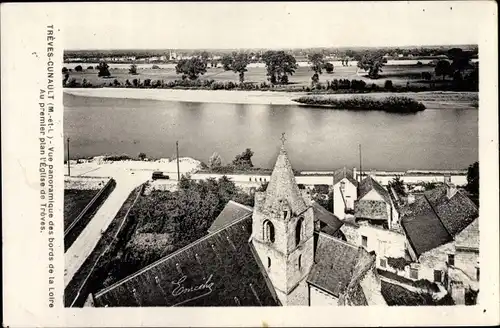Ak Trèves Cunault Maine et Loire, Vue panoramique des bords de la Loire