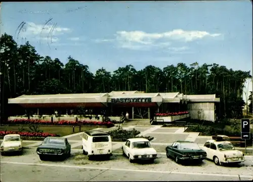 Ak Hockenheim in Baden Württemberg, Autobahnrasthaus am Hockenheimring, Autos