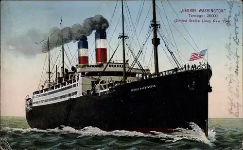 Ak Dampfschiff George Washington, United States Lines, USL