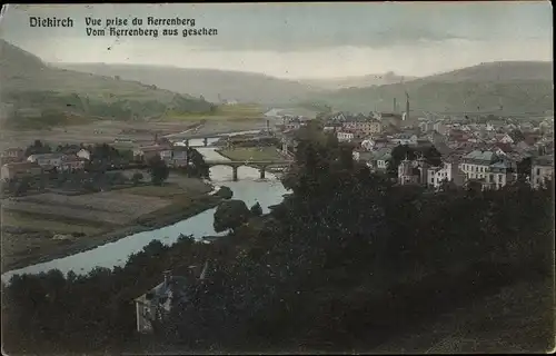 Ak Diekirch Luxemburg, Vue prise du Herrenberg, Brücke