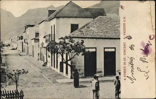 Ak São Vicente Cabo Verde Kap Verde, Straßenpartie