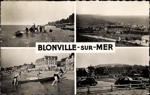 Ak Blonville sur Mer Calvados, Retour de Peche, Vue generale, La Plage