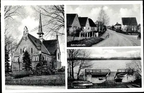 Ak Wankendorf, Kirche, Bahnhofstraße, Schierensee