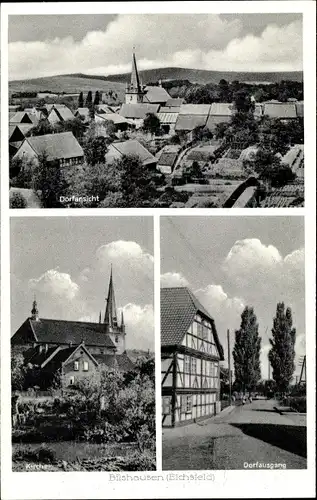 Ak Bilshausen im Eichsfeld Niedersachsen, Dorfansicht, Kirche, Fachwerkhaus