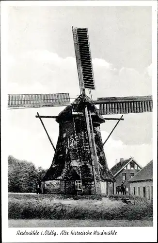 Ak Heidmühle Schortens in Oldenburg Friesland, historische Windmühle