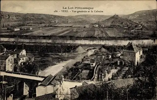 Ak Vers Lot, Vue Generale et le Calvaire