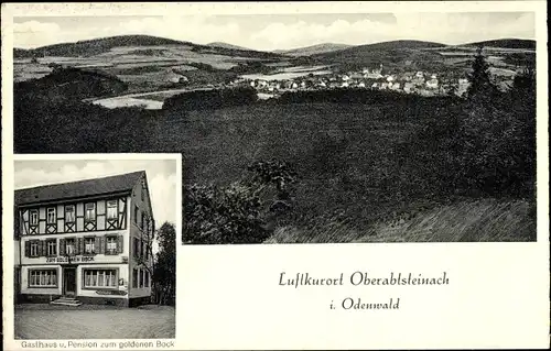 Ak Obererabtsteinach Abtsteinach an der Bergstraße, Panorama, Gasthaus zum goldenen Bock