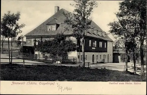 Ak Zinnwald Georgenfeld Altenberg im Erzgebirge, Gasthof zum Sächsischen Reiter