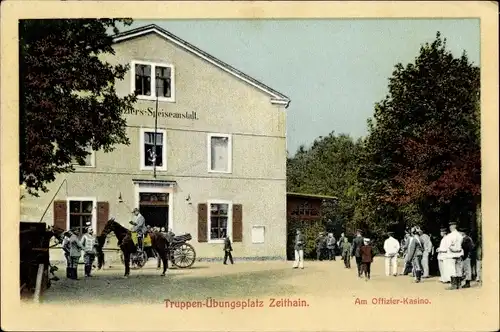 Ak Zeithain in Sachsen, Truppenübungsplatz, Partie am Offiziers Kasino