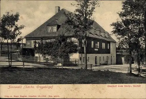 Ak Zinnwald Georgenfeld Altenberg im Erzgebirge, Gasthof zum Sächsischen Reiter