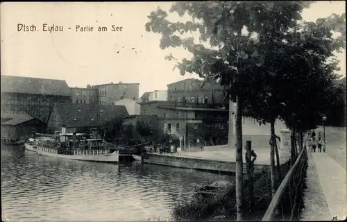 Ak Iława Deutsch Eylau Westpreußen, Partie am See, Salondampfer