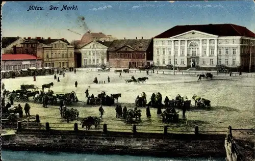 Ak Jelgava Mitau Lettland, Marktplatz