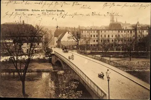Ak Roßwein in Sachsen, Brücke, Dresdner Straße
