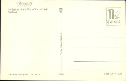 Ak Glösa Karl Marx Stadt Chemnitz in Sachsen, Heilstätte, Waldhaus