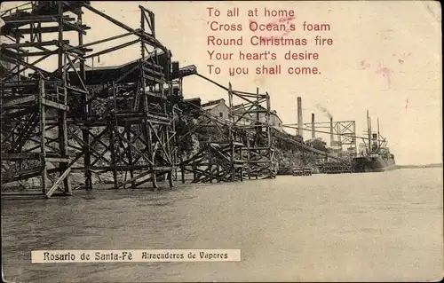 Ak Rosario de Santa Fé Argentinien, Atracaderos de Vapores