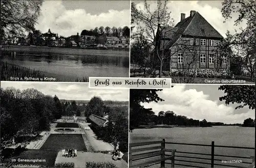 Ak Reinfeld in Holstein, Rathaus, Kirche, Claudius Geburtsstätte, Genesungsheim