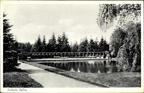 Ak Kollow in Schleswig Holstein, Park mit Teichpartie