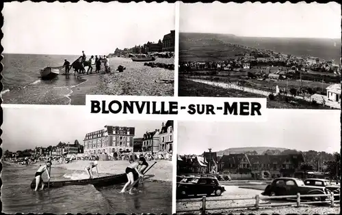 Ak Blonville sur Mer Calvados, Vue generale, Retour de peche, La Plage