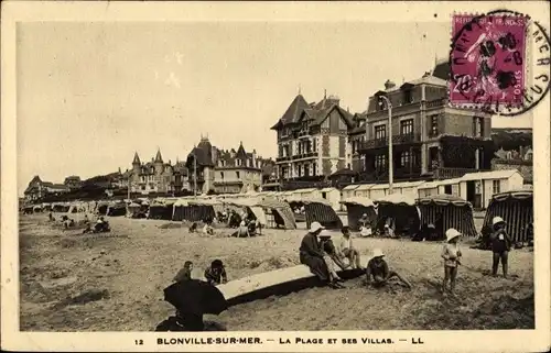 Ak Blonville sur Mer Calvados, La Plage et les Villas