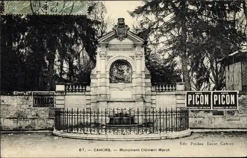 Ak Cahors Lot, Monument Clement Marot