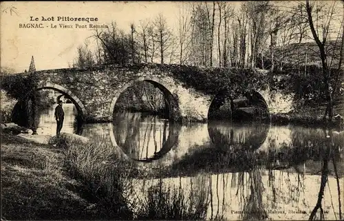 Ak Bagnac-sur-Célé Lot, Le Vieux Pont Romain