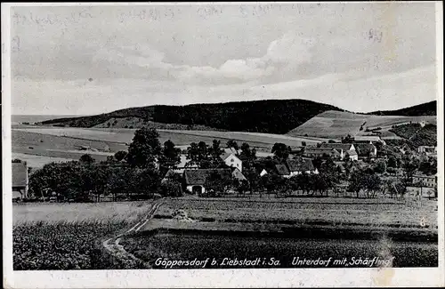 Ak Göppersdorf Burgstädt in Sachsen, Unterdorf mit Schärfling