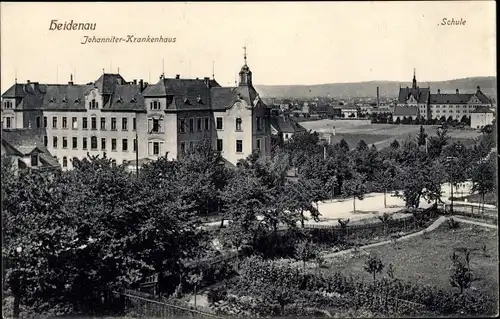 Ak Heidenau in Sachsen, Johanniter-Krankenhaus, Schule