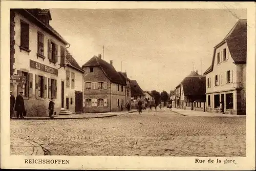 Ak Reichshoffen Bas Rhin, Rue de la gare