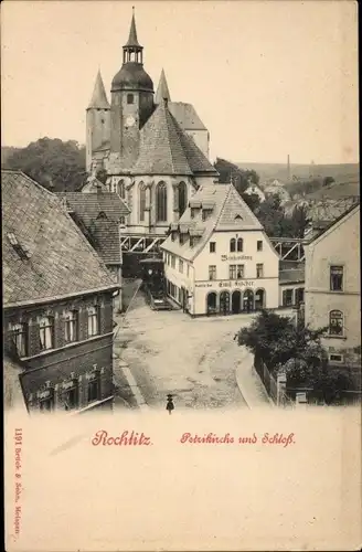 Ak Rochlitz an der Mulde, Petrikirche und Schloß