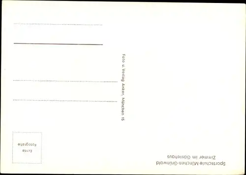 Ak Grünwald bei München, Sportschule, Zimmer im Gästehaus