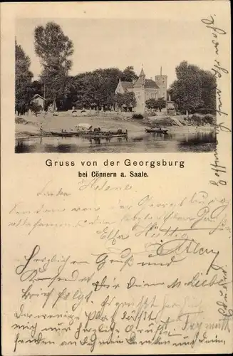 Ak Georgsburg Könnern in Sachsen Anhalt, Panorama, Burg