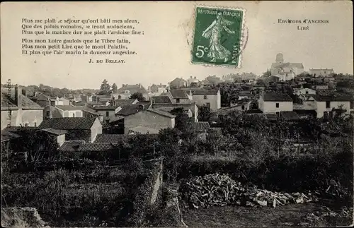 Ak Liré Maine et Loire, Totale der Stadt, Gedicht von J. du Bellay