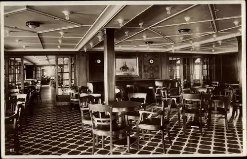 Ak Dampfschiff, Monte Schiff, Innenansicht, Rauchsalon, HSDG