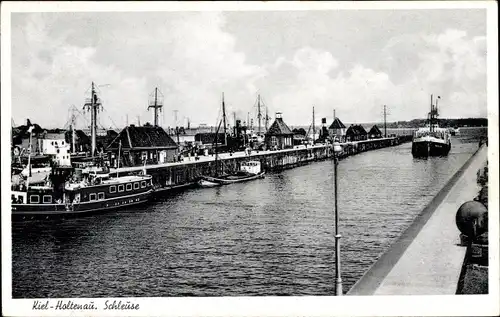 Ak Holtenau Kiel in Schleswig Holstein, Partie an der Schleuse