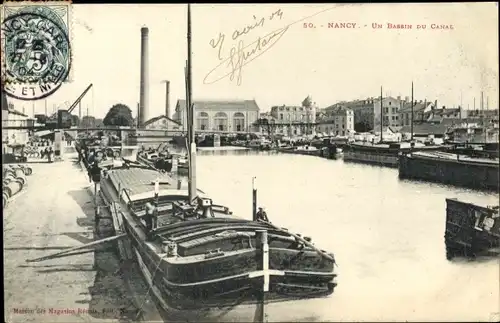 Ak Nancy Meurthe et Moselle, Un Bassin du Canal