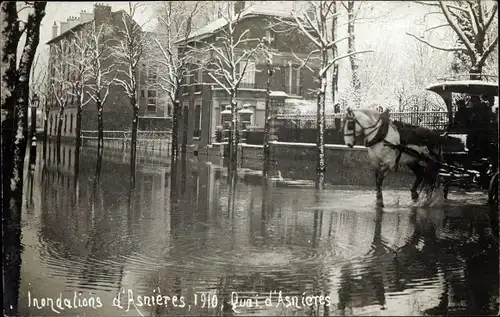 Ak Asnières Hauts-de-Seine, Inondations, 1910, Quai d'Asnieres