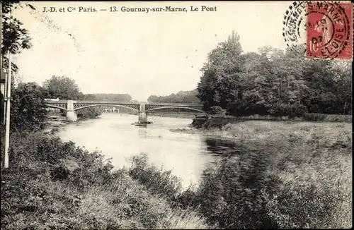 Ak Gournay sur Marne Seine Saint Denis, Le Pont