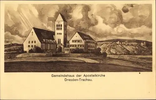 Ak Dresden Trachau, Gemeinde der Apostelkirche