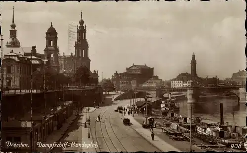 Ak Dresden, Dampfschiff Landeplatz