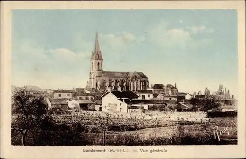 Ak Landemont Maine et Loire, Gesamtansicht mit Kirche, Rosy