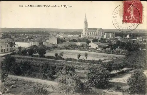 Ak Landemont Maine et Loire, Ort mit Kirche