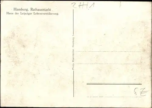 Ak Hamburg Mitte Altstadt, Rathausmarkt, Haus der Leipziger Lebensversicherung