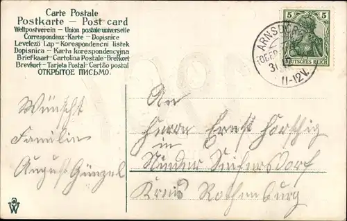 Präge Ak Glückwunsch Neujahr 1907, Blumen